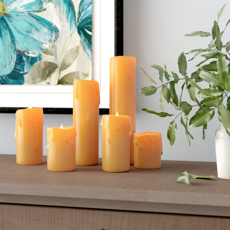 Winston Porter 6 Piece Decorative Unscented Flameless Pillar Candles